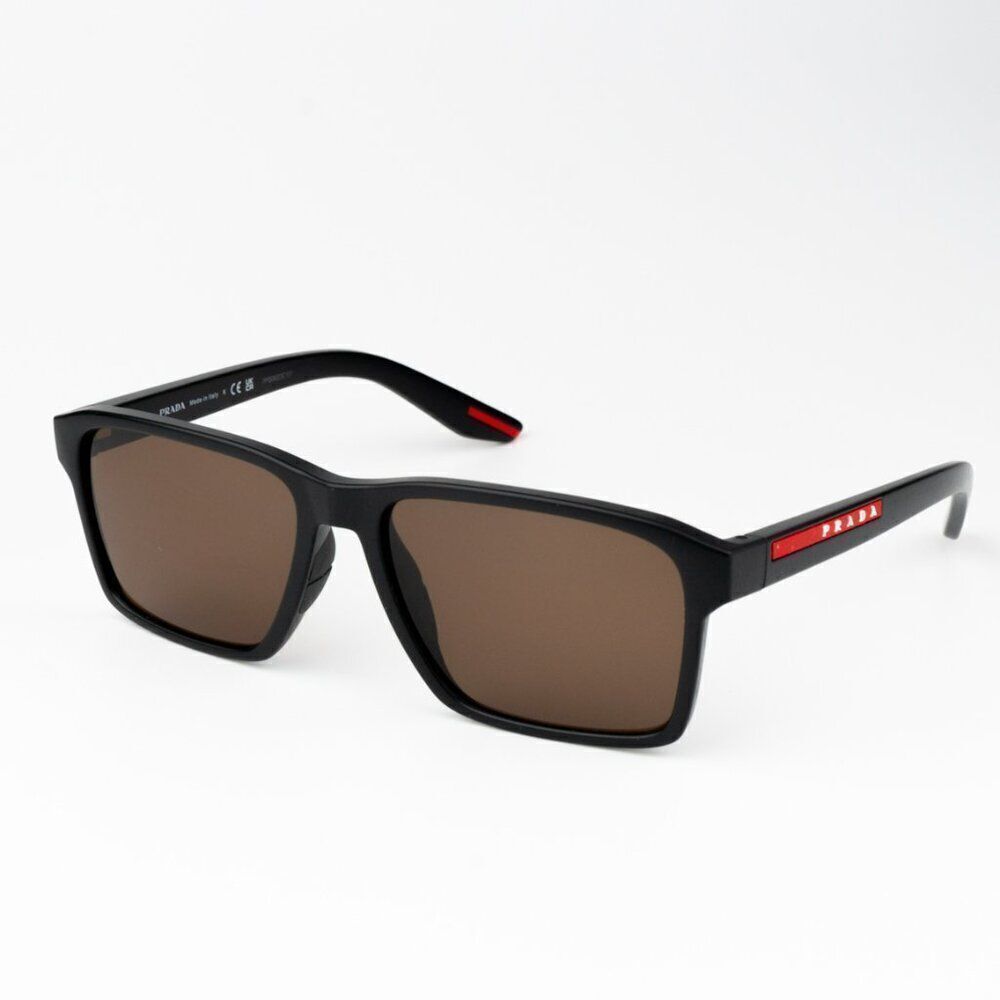 NEW Prada Linea Rossa PS05YS DG050A Black Rubber Brown Unisex Sunglasses